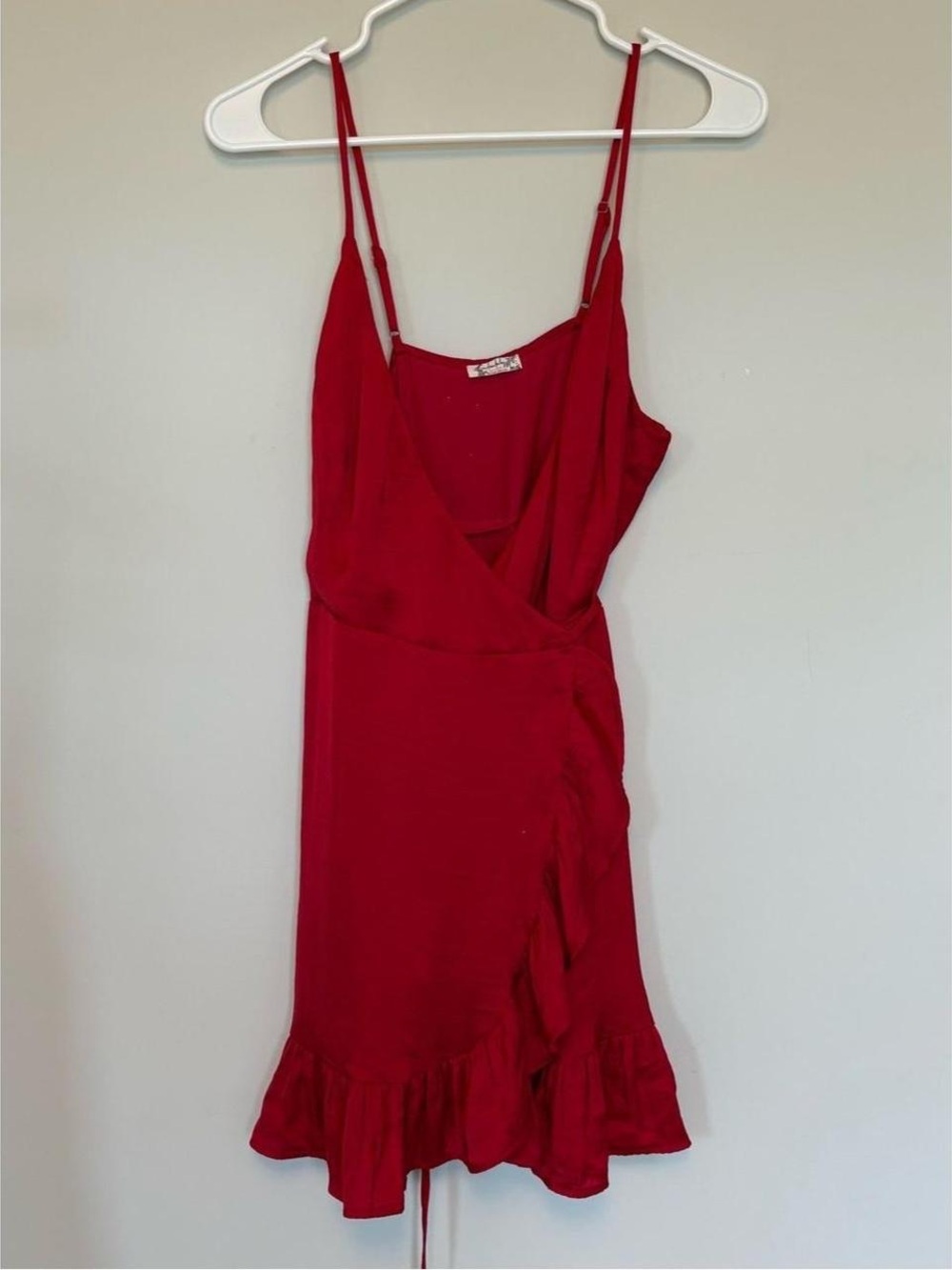 Adjustable Strap Free People Red Ruffle Wrap Mini Dress